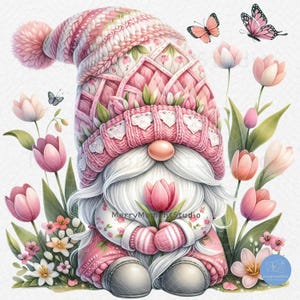 Clipart gnomo tulipano acquerello PNG, gnomo primavera, Clipart gnomo tulipano, Clipart gnomo tulipano acquerello, Tulipano PNG, Gnomo fiore, Gnomo fiore