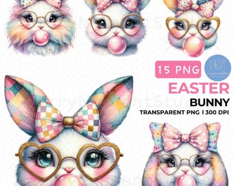 Coquette Bunny PNG, Bunny blowing bubble gum png, Happy Easter png, Easter Bunny Coquette Png, Easter shirt PNG, Coquette Easter png