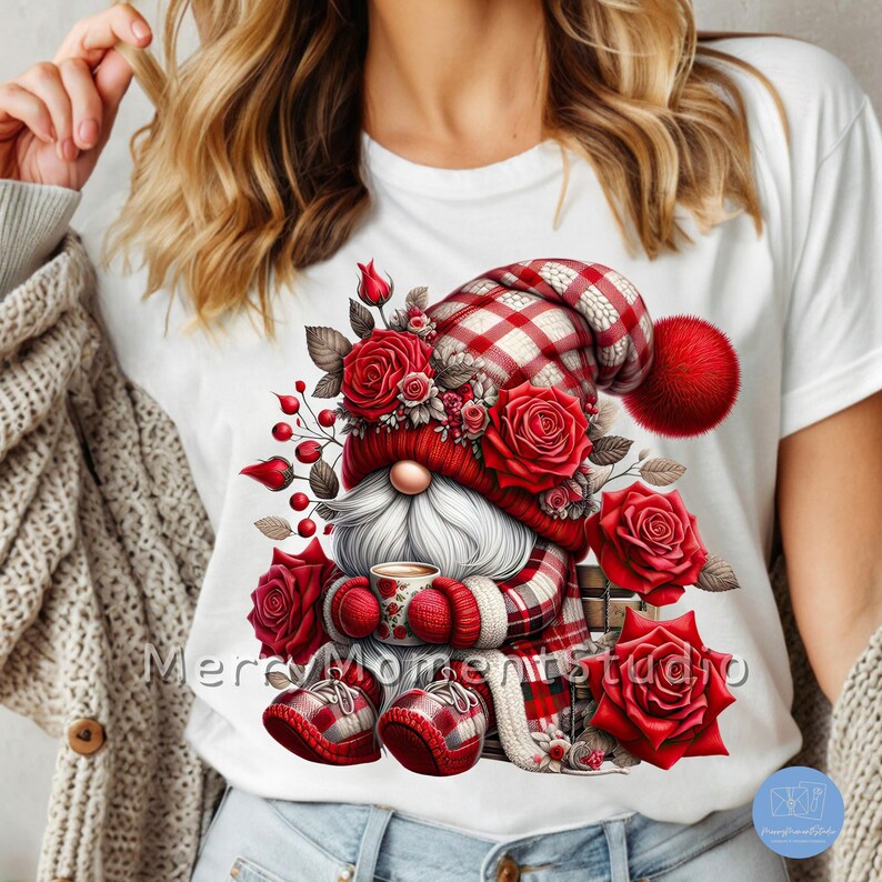 Watercolor Rose Gnome Clipart: Floral PNG Images, Romantic Love Theme ...