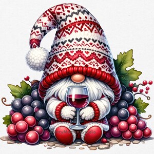 Aquarel wijnkabouter clipart bundel, tuin clipart, wijnkabouter, wijn drinken kabouter clipart, wijnkabouter sublimatie, sublimatie ontwerpen