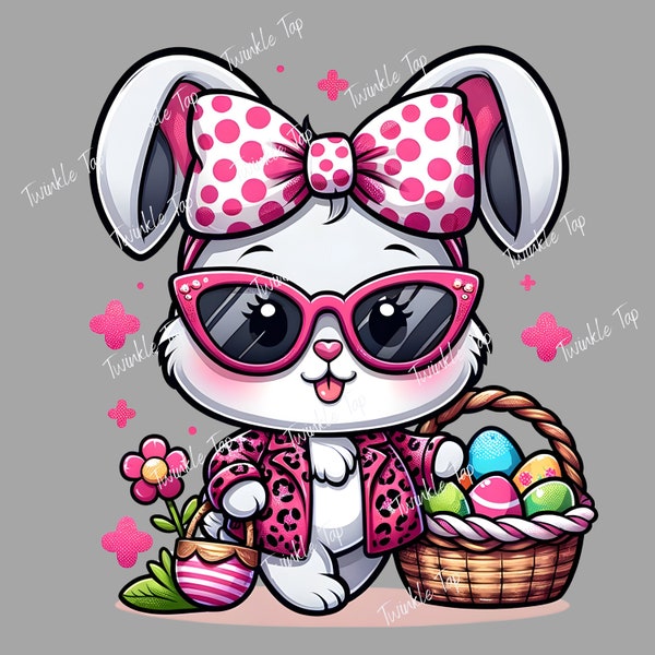 Osterhase Clipart, Jagd im Stil, Ostern Namensschild, Kinder, transparente PNG für Sublimation, Sofort Download