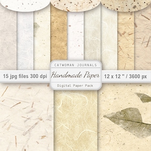 Handgeschöpftes Papier 30x30cm (30x30cm) Digitales Scrapbooking, Neutrale handgeschöpfte Papierstruktur, Maulbeerbaumfasern organisch, neutrale Farben, Elfenbein