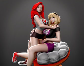 Mary Jane & Gwen Stcy Figur / Figur / Statue / 3d Drucker Stl Datei / Google Drive / Sofort Download / Digital Download