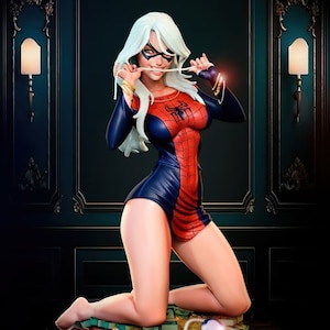 スパイダーブラックキャットフィギュア / 置物 / 彫像 / 3Dプリンターstlファイル / Googleドライブ / インスタントダウンロード / デジタルダウンロード