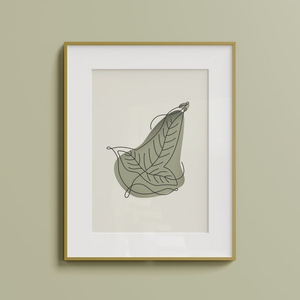 Minimalist Line Art Drawing Print, Minimalist line art Home Decor, Abstract Lorien Leaf, LordoftheRings Inspired Wall Art, Digital Download