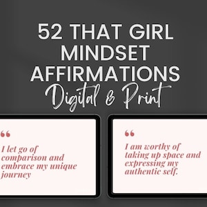 52 That Girl-bevestigingskaarten voor mindset Zelfverbetering Liefdeszorg Afdrukbare digitale print A4 Motiverend Inspirerende positieve dagelijkse citaten