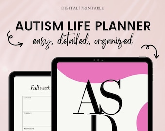2025 Autism Planner Adult printable template, digital autisme Planner executive function pdf daily weekly monthly asperger digital download