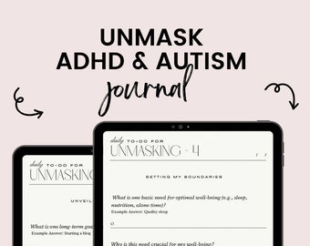 Adult autism workbook Unmasking Adhd audhd daily journaling using autistic journal prompts newly diagnosed  | acceptance journal printable