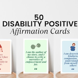 50 cartes d'affirmations positives du handicap pour le TDAH en fauteuil roulant, enfant adulte handicapé inspirant l'amour de soi, thérapie de l'état d'esprit TCC numérique
