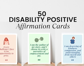 50 Disability Positive Affirmation Cards, Self-Love Mindset (Digital)