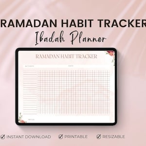 Ramadan habit post salah quran codzienny tracker, cyfrowy 14 drukowalny ścienny pulpit, muzułmański islamski adhd, pobieranie na iPada, planer modlitwy