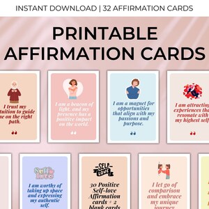 Positive selfcare healing affirmation cards, CBT therapy anxiety deck, self-love confidence colorful printable, digital quotes mindfulness