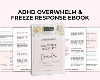 Adhd overwhelming anxiety, adult adhd printable workbook, to-do list strategies for executive function overwhelm emotional regulation