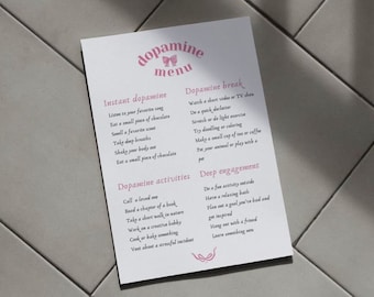 ADHD self care dopamine menu 100 activities reset adhd executive function adult adhd overwhelm selfcarer template planner printable