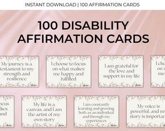 Positive disability autism wheelchair adhd affirmations, disabled inspiring motivating self love card, mindset therapy CBT digital download