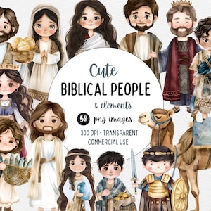 Bible character clipart, watercolor bible characters, Christian clipart, Jesus png, downloadable clipart, Bible stories, commercial use