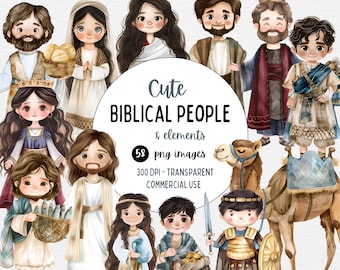 Bible character clipart, watercolor bible characters, Christian clipart, Jesus png, downloadable clipart, Bible stories, commercial use