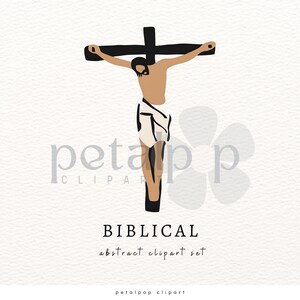May include: A black and white illustration of Jesus Christ on the cross. The illustration is in a minimalist style with a simple background.