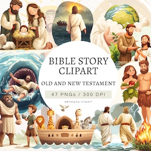 Bible Story Clipart, bible character clipart, new and old testament, christian png, jesus graphics, commercial use, downloadable clipart