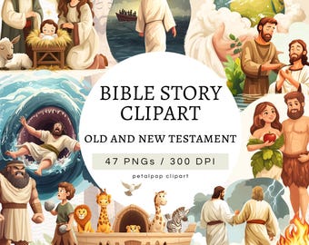 Bible Story Clipart, bible character clipart, new and old testament, christian png, jesus graphics, commercial use, downloadable clipart