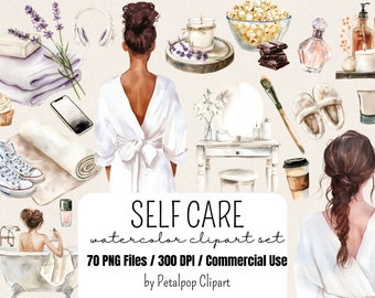 Imágenes Prediseñadas de cuidado personal, imágenes prediseñadas de acuarela, comida saludable, chica fitness, gráficos PNG cosméticos, imágenes prediseñadas de ejercicio, spa, belleza, baile, velas