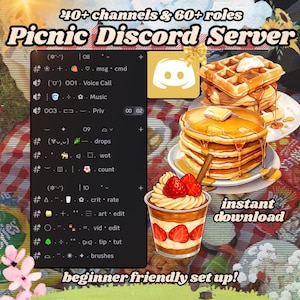 Discord Server Picnic Themed | New streamer community server | Instant Set Up Discord Server | Instant Download | Cute and aesthetic Server|