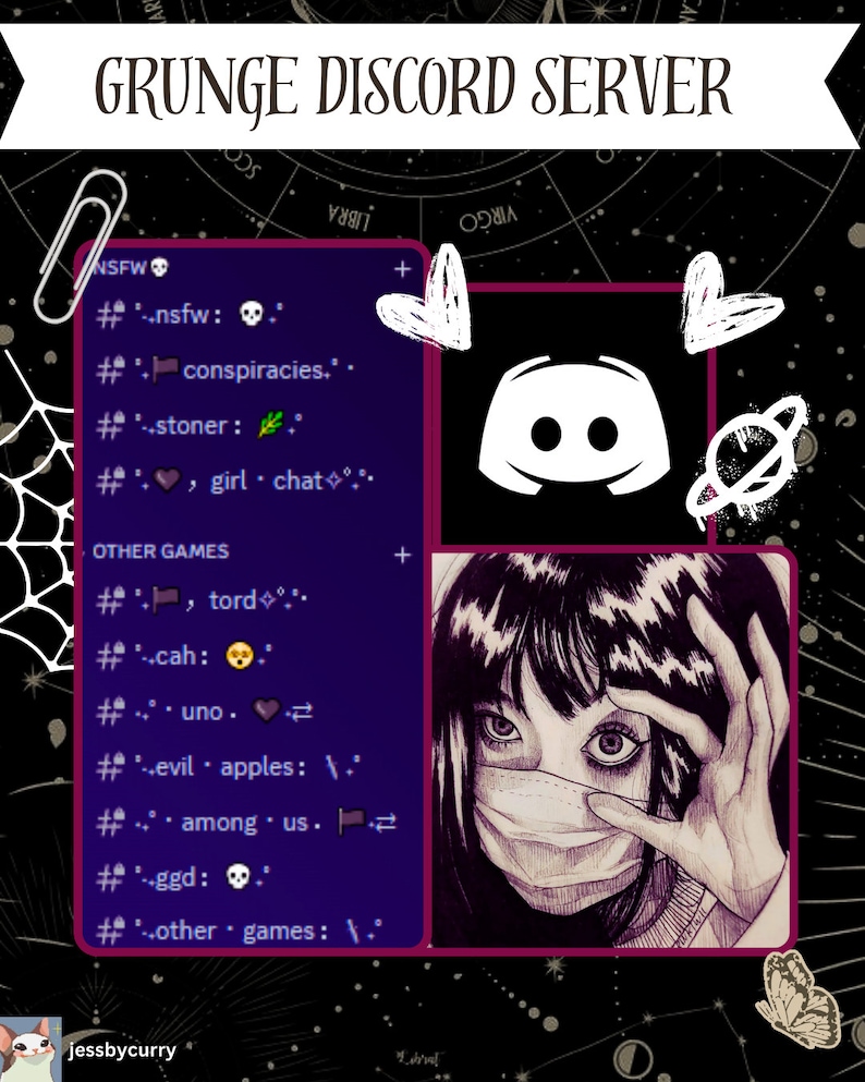 Grunge Gothic Discord Template: Individuell anpassbare Community (Instant Download) Bild 1