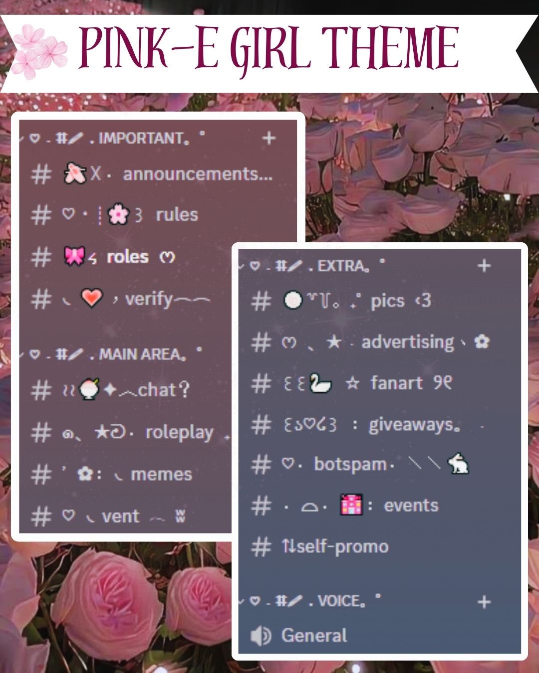 Discord Pink Aesthetic E-girl Cute Easy Server Template for Twitch