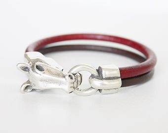 Leather Horse Bracelet: Equestrian Jewelry Gift
