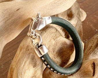 Equestrian Bracelet: Leather Horse Jewelry with Silver Clasp