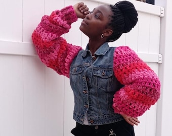 Custom Crochet Sleeve Denim Jacket