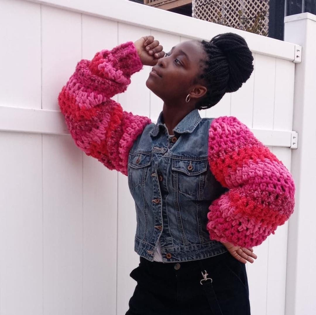 Crocheted Denim Jacket main image 1