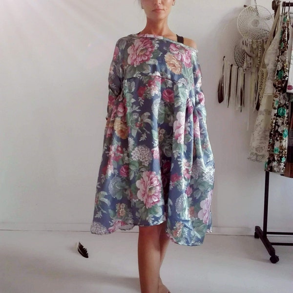 Unique Satin Flower Boho Dress-Tunic!