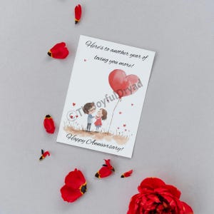 Happy Anniversary! "To another year of loving you more", Digital, Downloable, Printable, Greeting Card, E-card