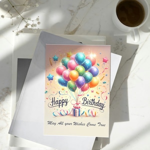 Luftballons! Alles Gute zum Geburtstag digitale Grußkarte, herunterladbar, bedruckbar, Ecard