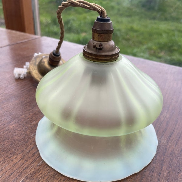 1920’s Art deco uranium glass hanging lamp