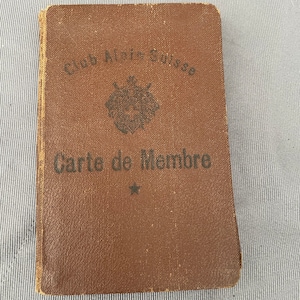 French Vintage membership card for the suisse Alpine mountaineering club