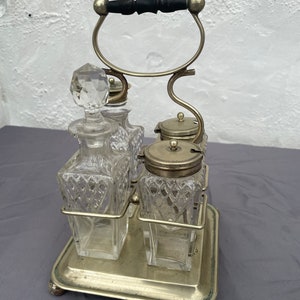 Antique Victorian cut glass and EPNS silver cruet set