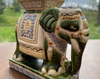 1950’s glazed ceramic Asian elephant plant holder