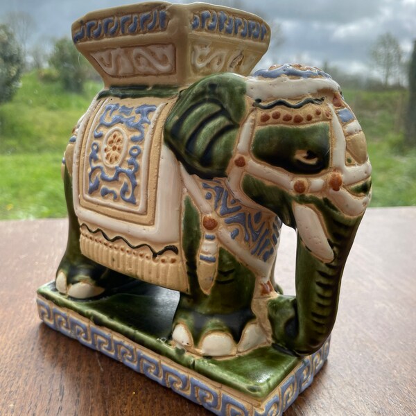 1950’s glazed ceramic Asian elephant plant holder