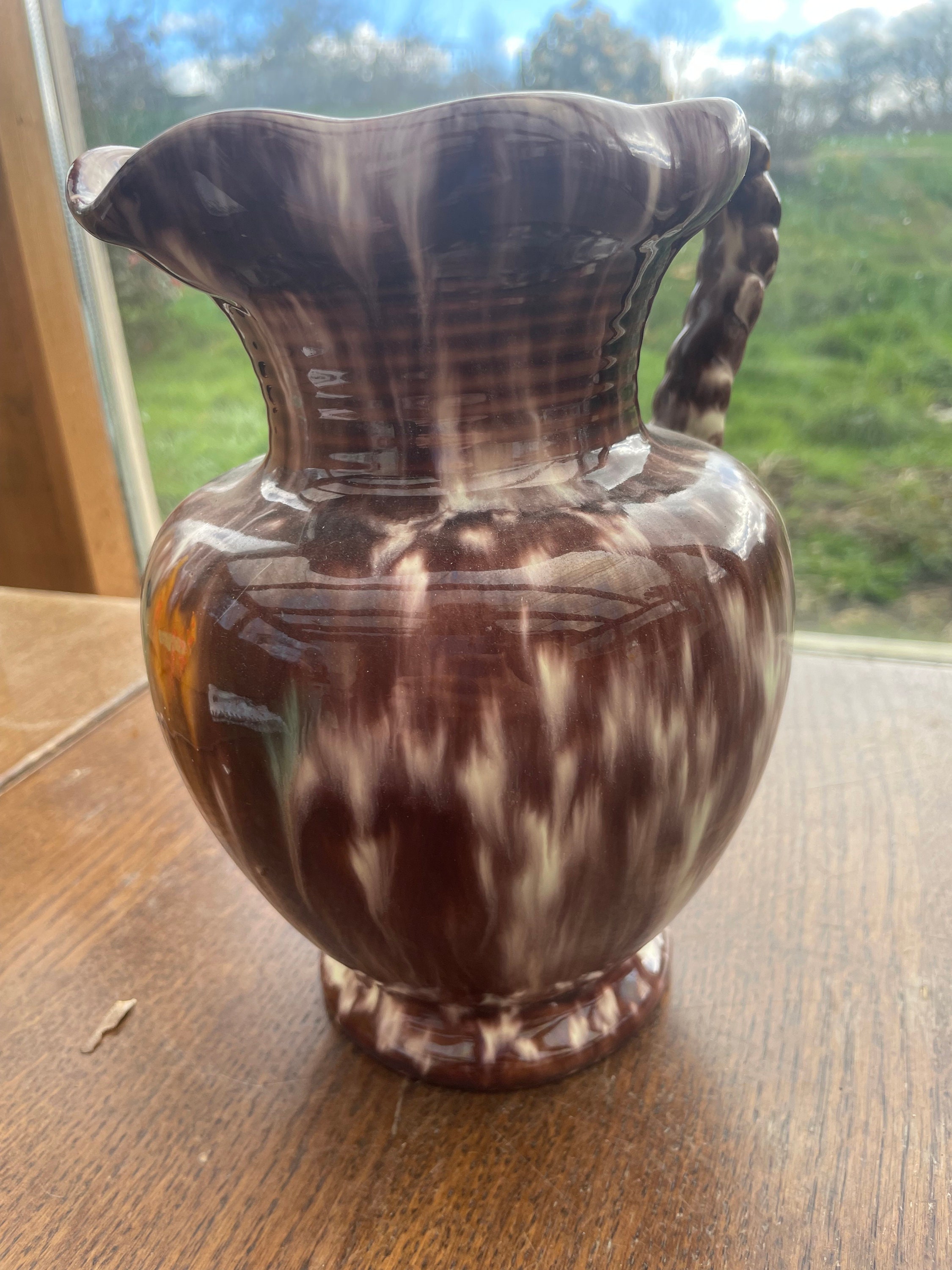 ピッチャー　水差　ドイツ ドイツ製プラム色の縦溝のあるヴィンテージ水差し ヴィンテージ