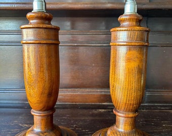 1930s English Oak candlesticks with chromed sconces.