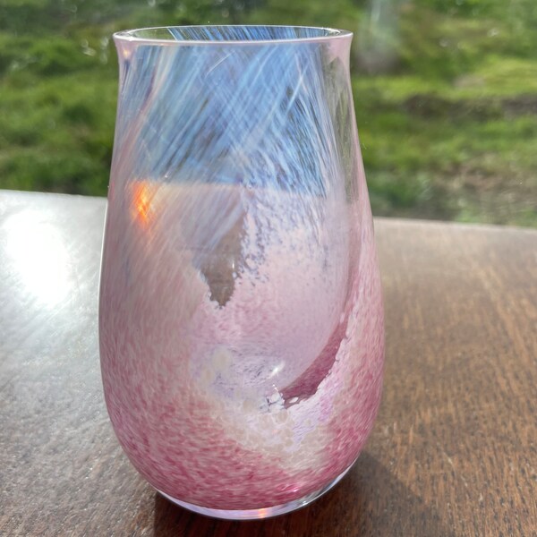 Pink Mottled Swirl Caithness Vase, Caithness Pink Mottled Vase, Caithness Swirl Bud Vase, Pink Caithness Rondo Bud Vase