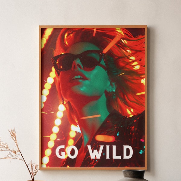 Go Wild Woman Style Stylish wall decoration colourful picture wall woman sunglasses cool bar restaurant poster colors wild