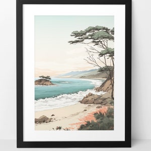 The Embrace of the Sea - Japanese Canvas Print, Japandi Wall Art, Traditional Japanese Painting, Japanese Fan Decor, Serene Japanese Art