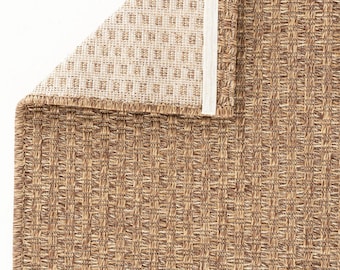 Tapis marron estival aspect jute, Tapis design en osier, Tapis intérieur et extérieur Elegans, Tapis décoratif écologique pour la maison, Tapis facile à nettoyer