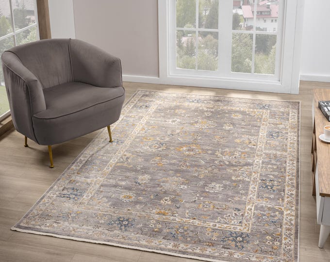 Gray colored, retro patterned – easy to clean Anti-Allergic carpet.