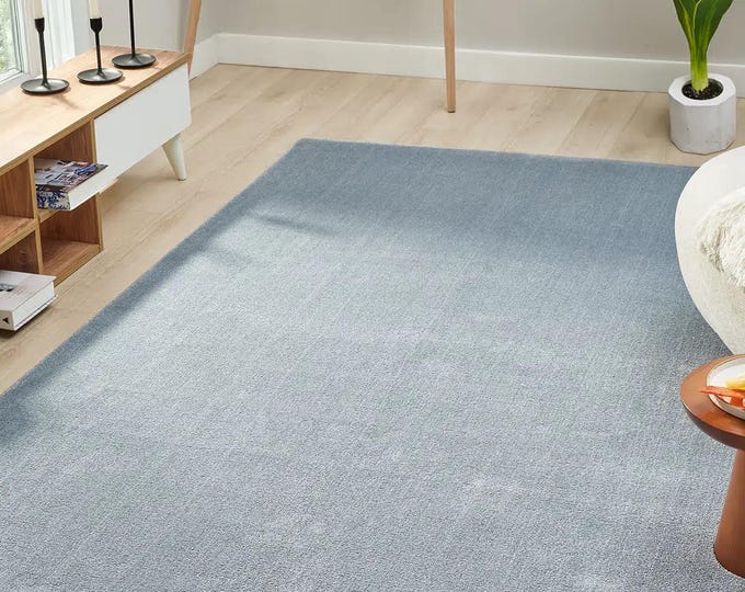 Blue Microfiber Carpet – Soft, Dust-Free, Modern Living Room Rug