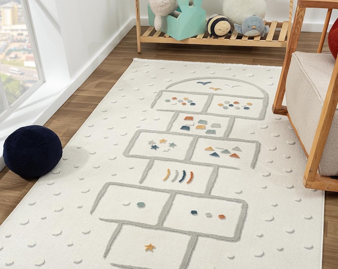 Hopscotch Children's Rug, Antiallergic Nursery Carpet