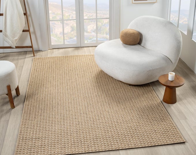 Straw-patterned Jute Rug, Washable Woven-look Rug, Scandinavian Boho Rug, Neutral-toned Kitchen Rug, Hallway Runner, Turkish Rug